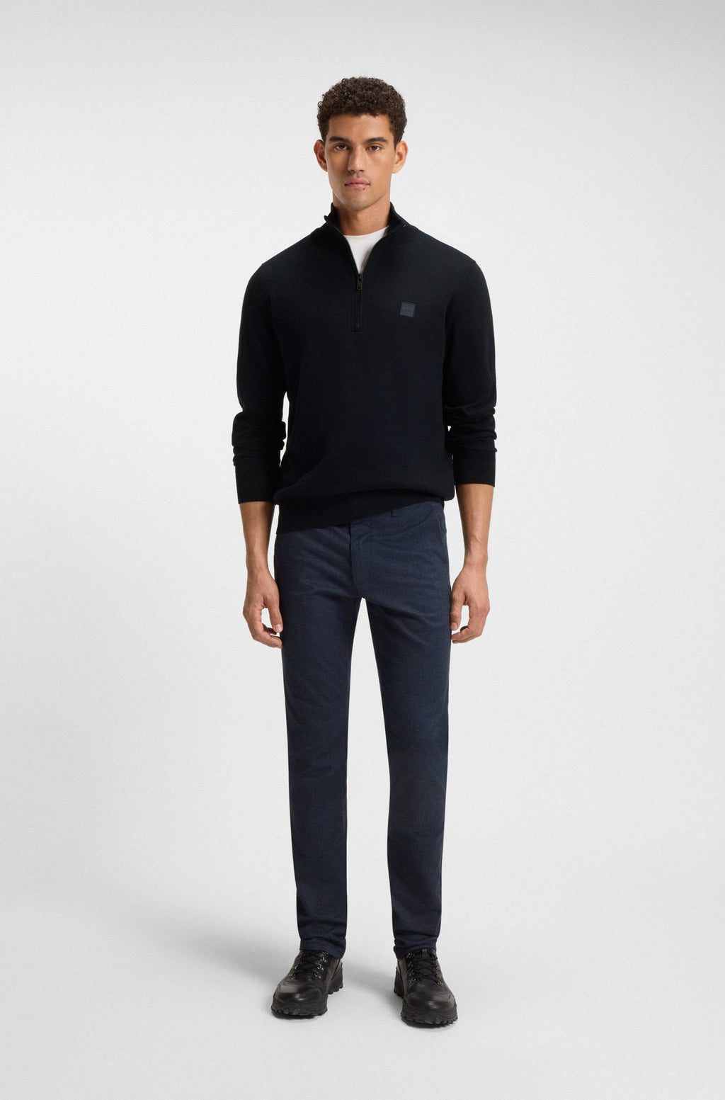 Camisola com fecho em algodão e caxemira BOSS