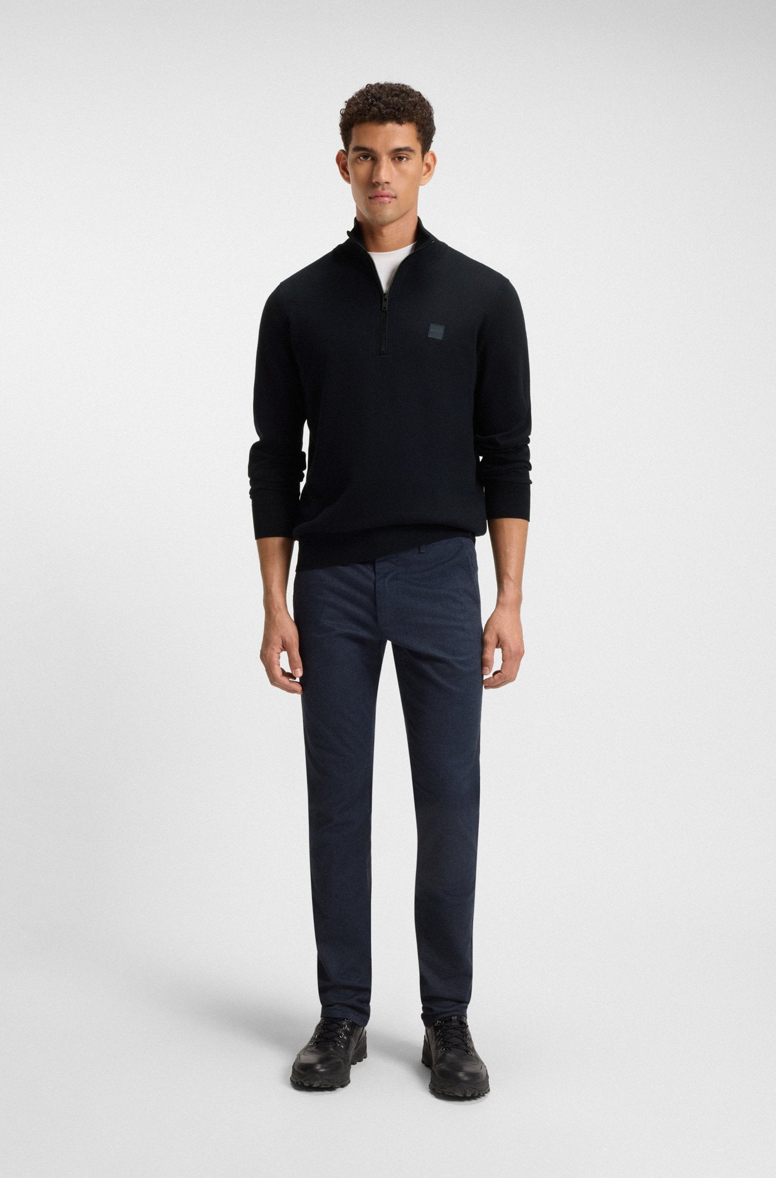 Camisola com fecho em algodão e caxemira BOSS