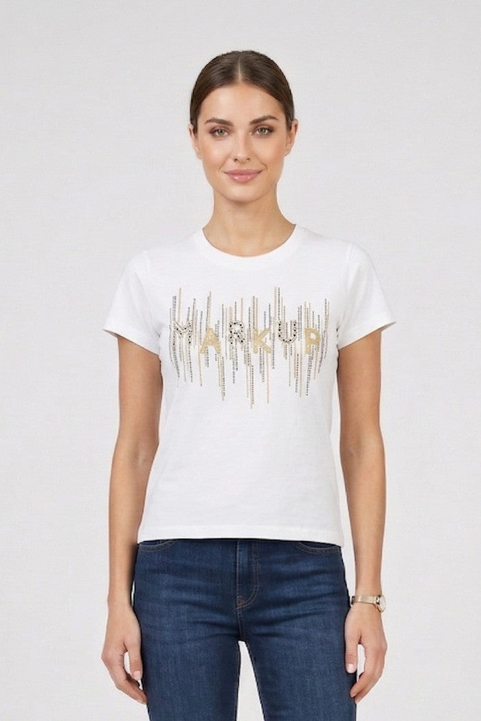 T-shirt com logo em strass MARKUP