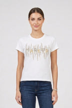 T-shirt com logo em strass MARKUP