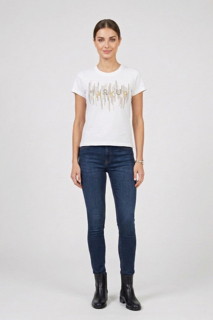 T-shirt com logo em strass MARKUP