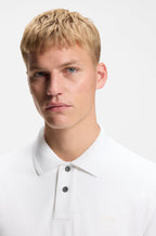 Polo Algodão Piqué branco com Logotipo Estampado BOSS - close up