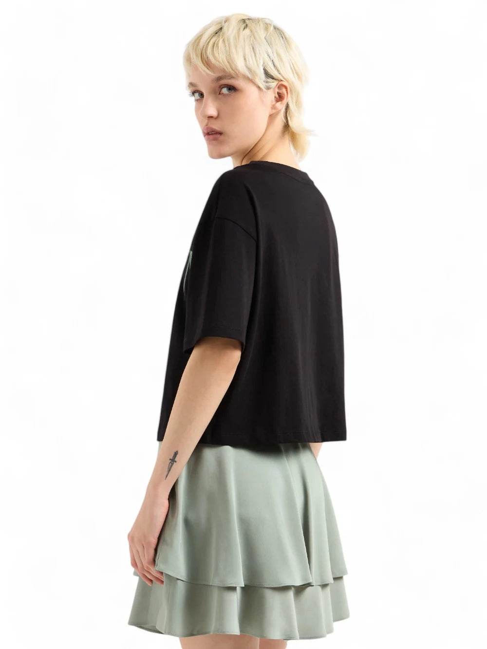 T-shirt cropped com logótipo efeito ótico Armani Exchange