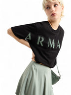 T-shirt cropped com logótipo efeito ótico Armani Exchange