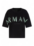 T-shirt cropped com logótipo efeito ótico Armani Exchange