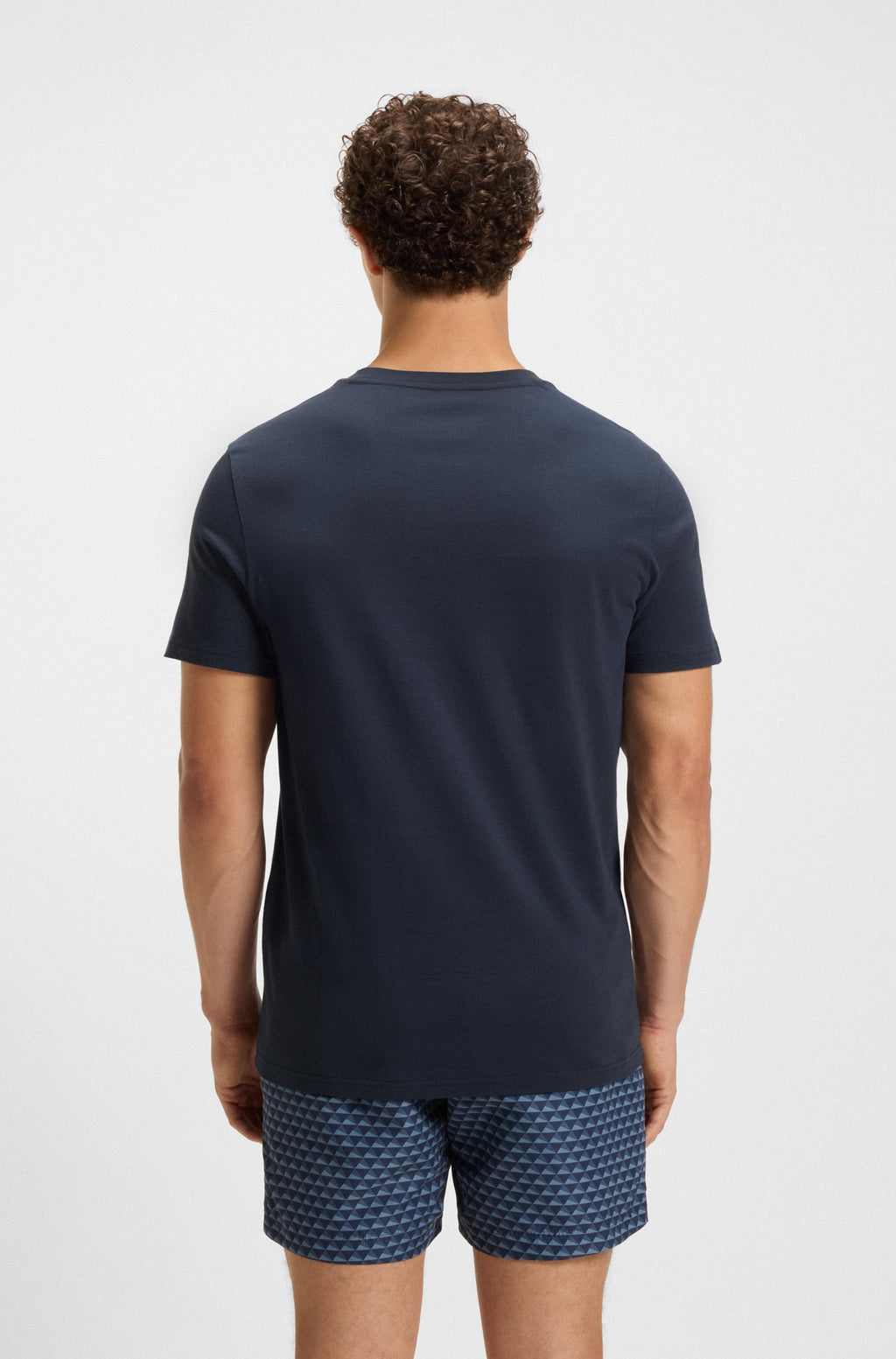 T-shirt estampa logótipo BOSS - azul marinho vista costas