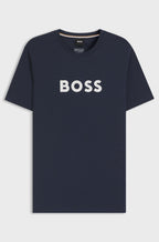 T-shirt estampa logótipo grande  BOSS - azul marinho vista frente
