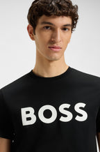 T-shirt em algodão com estampado de logótipo BOSS a branco