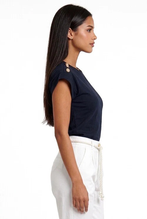 T-shirt com aplicações de botões MARKUP