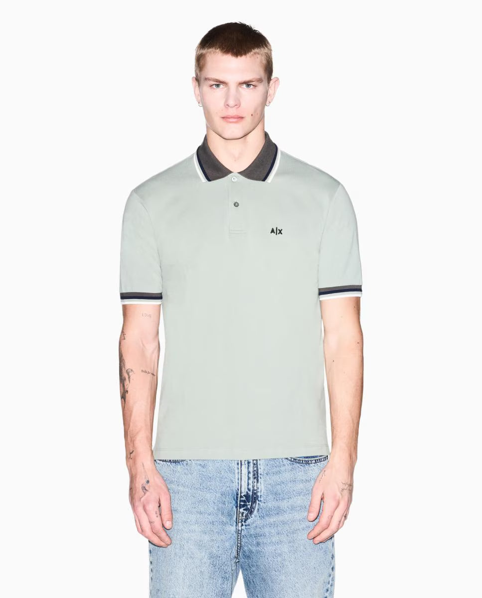 Polo piquê com gola listrada Armani Exchange