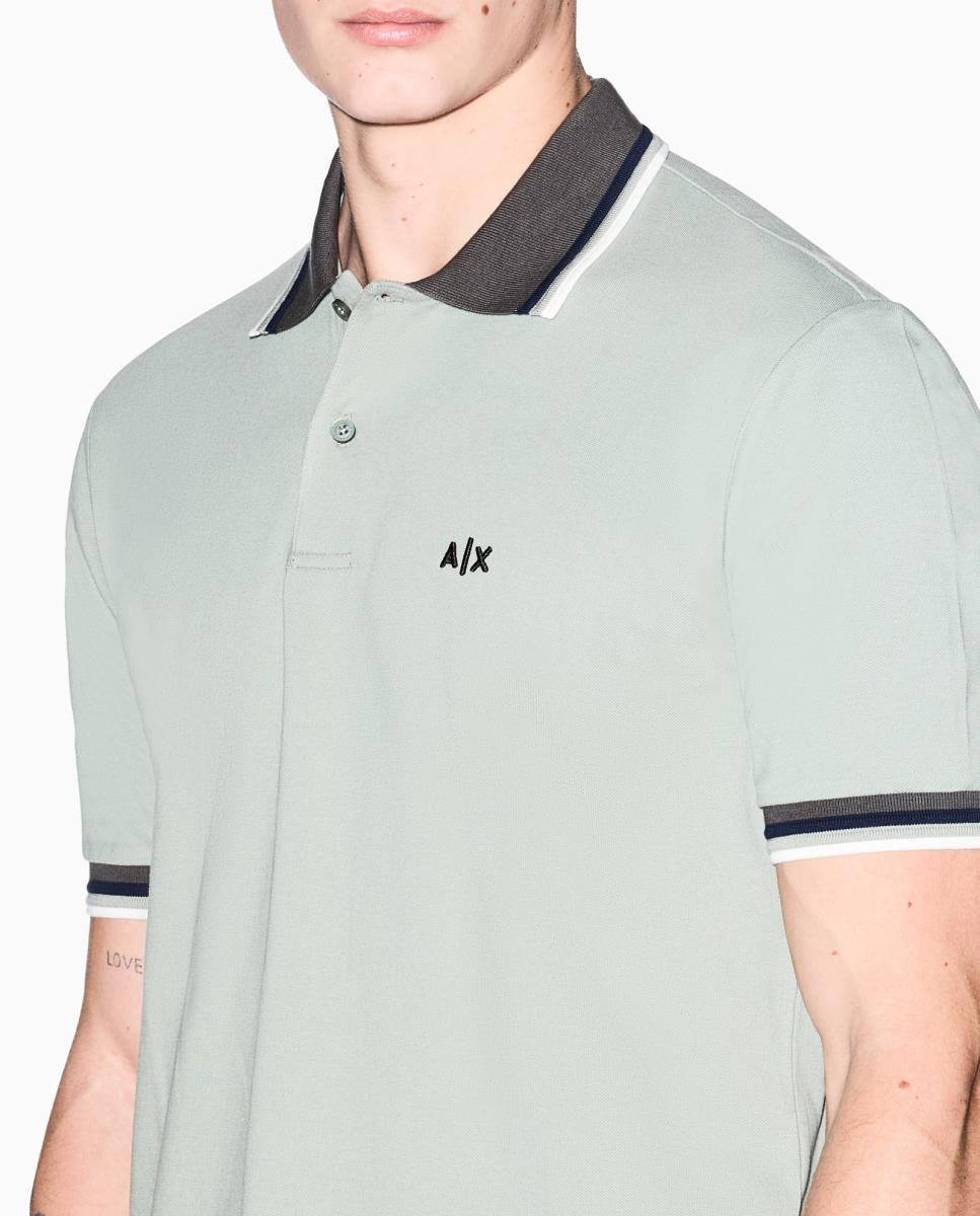 Polo piquê com gola listrada Armani Exchange