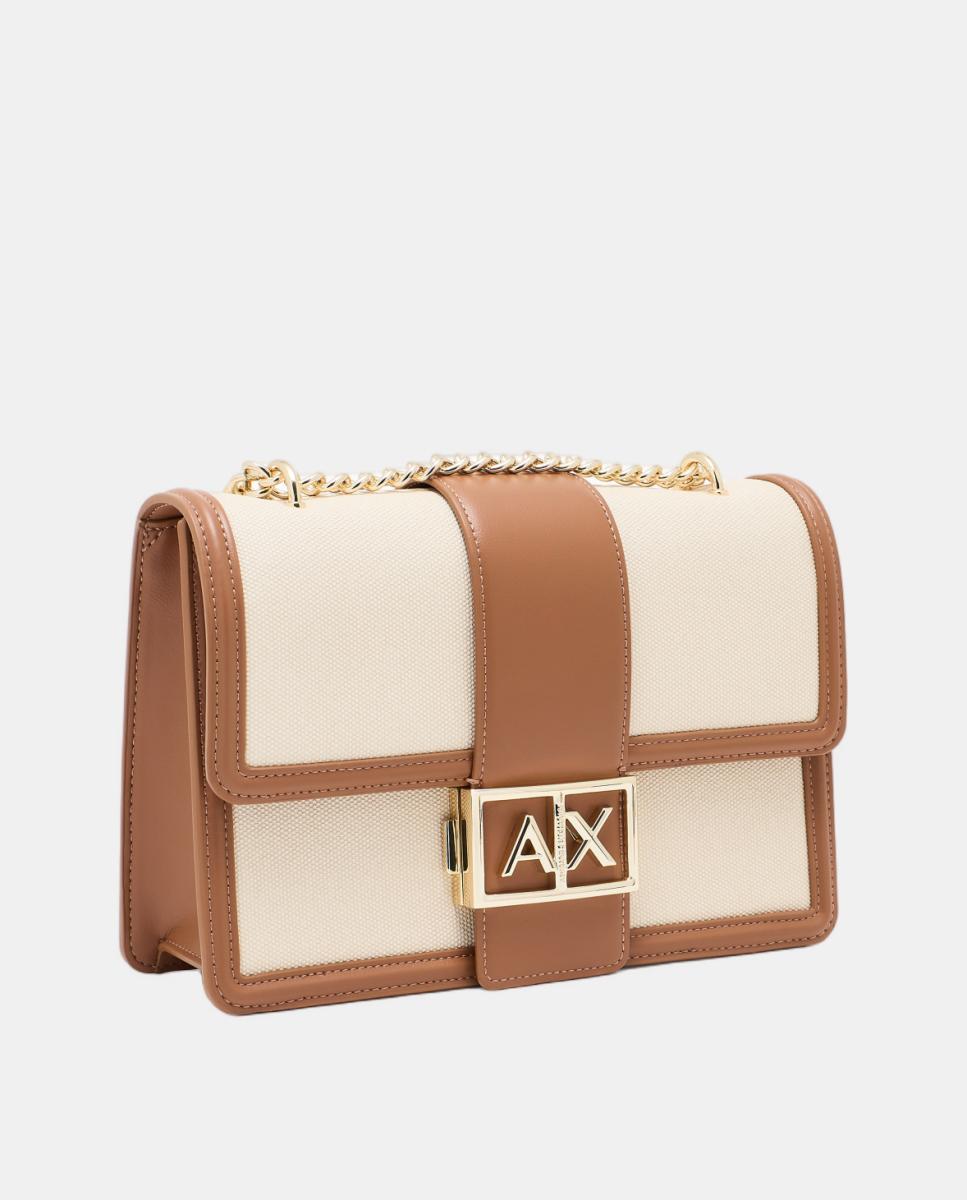 Mini bolsa transversal em tecido trançado Armani Exchange