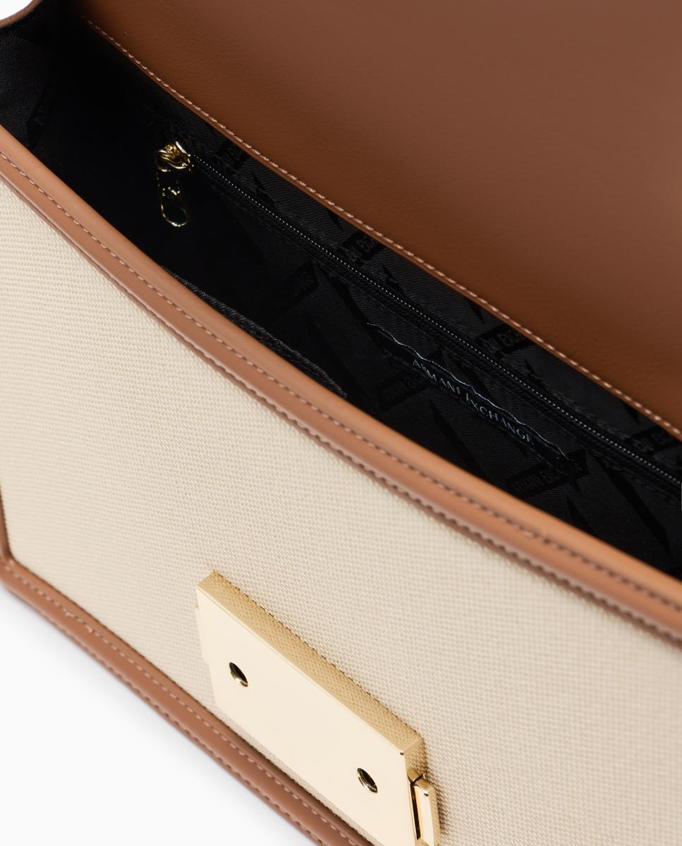 Mini bolsa transversal em tecido trançado Armani Exchange