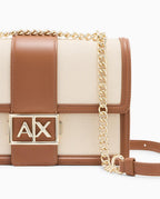 Mini bolsa transversal em tecido trançado Armani Exchange