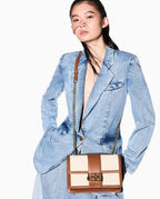 Mini bolsa transversal em tecido trançado Armani Exchange